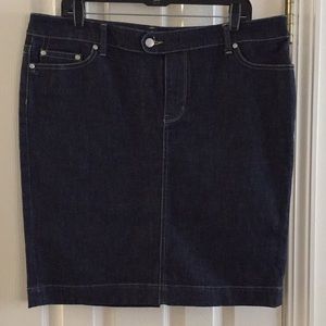 Noir (WHBM) Dark Denim A-line Mini Skirt